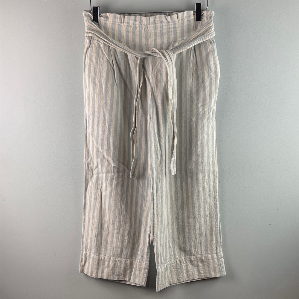 Madewell Striped Linen Blend Cropped Pants Size M